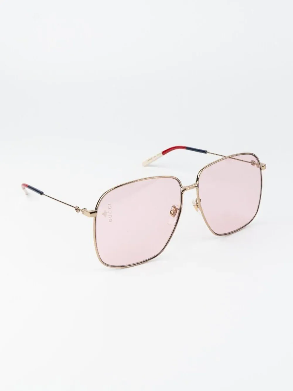 Gucci Women Sunglasses Gold Pink Square GG0394S 004 NEW AUTHENTIC
